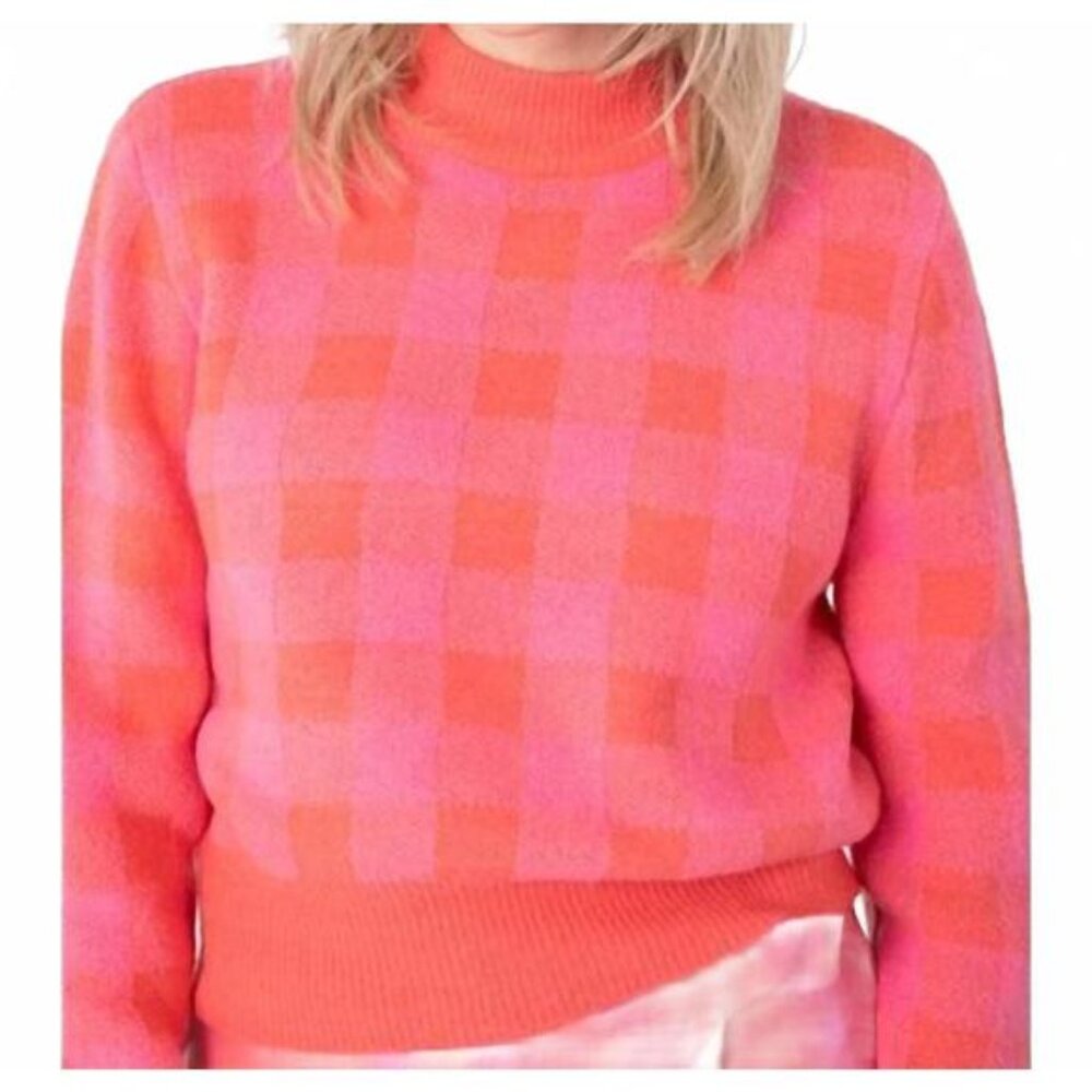 Sincerely Ours cCheckmate Sweater in Coral Size Medium